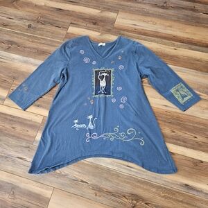 Blue Tunic with Artistic Design